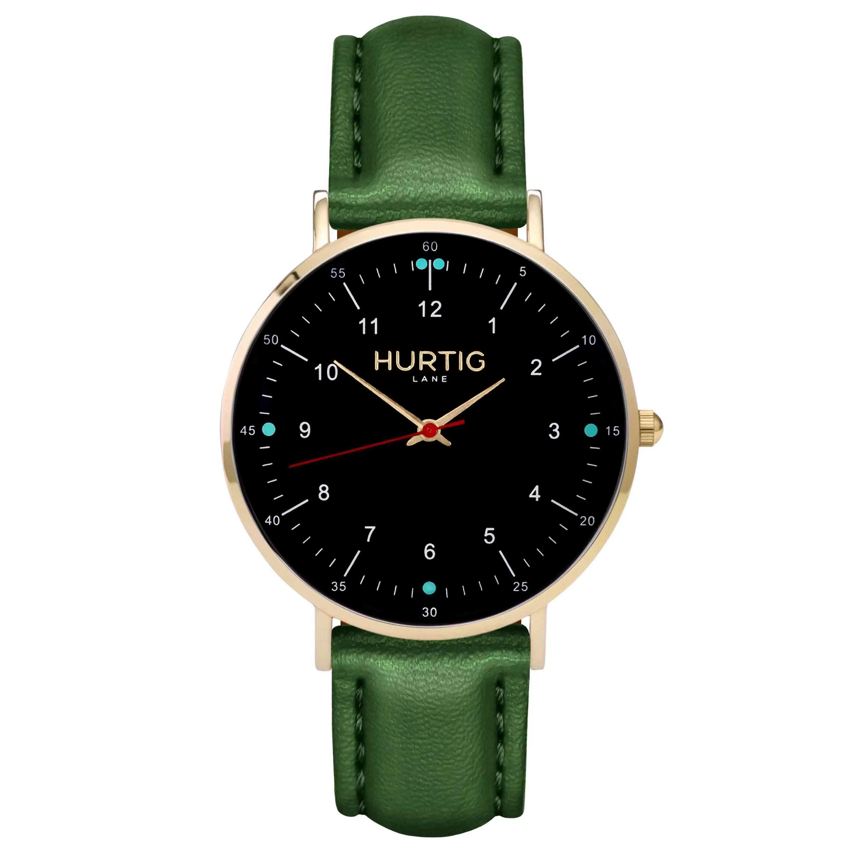 Moderno Vegan Leather Watch Gold, Black & Red