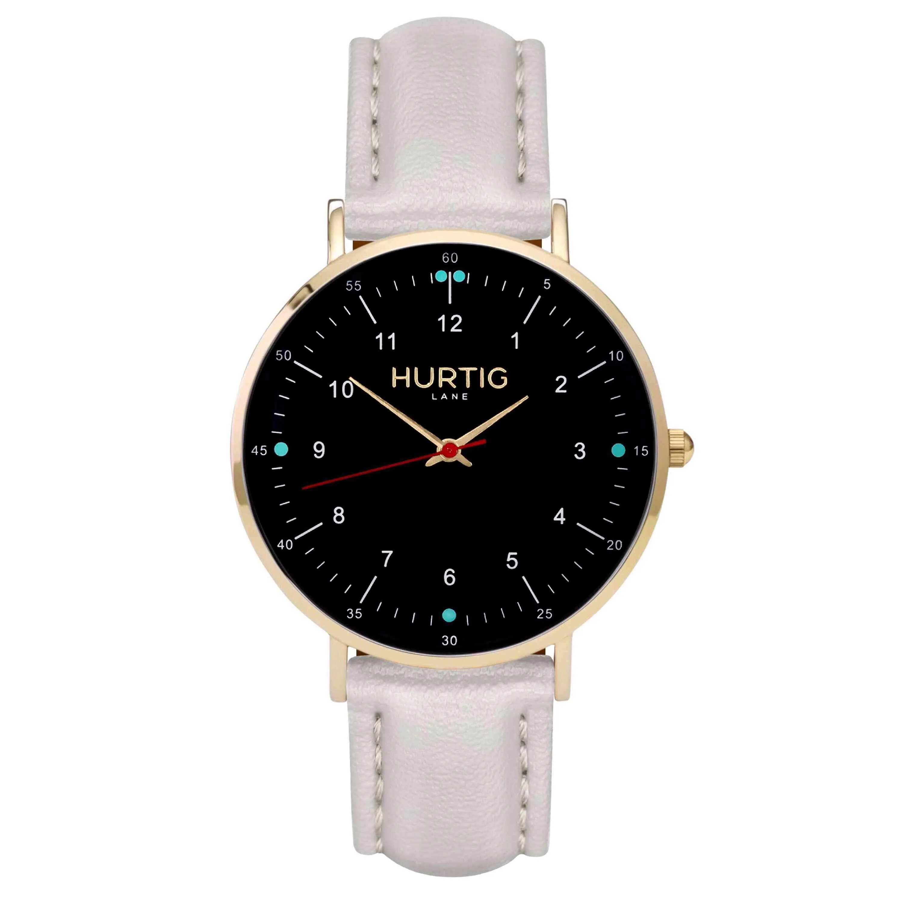 Moderno Vegan Leather Watch Gold, Black & Red