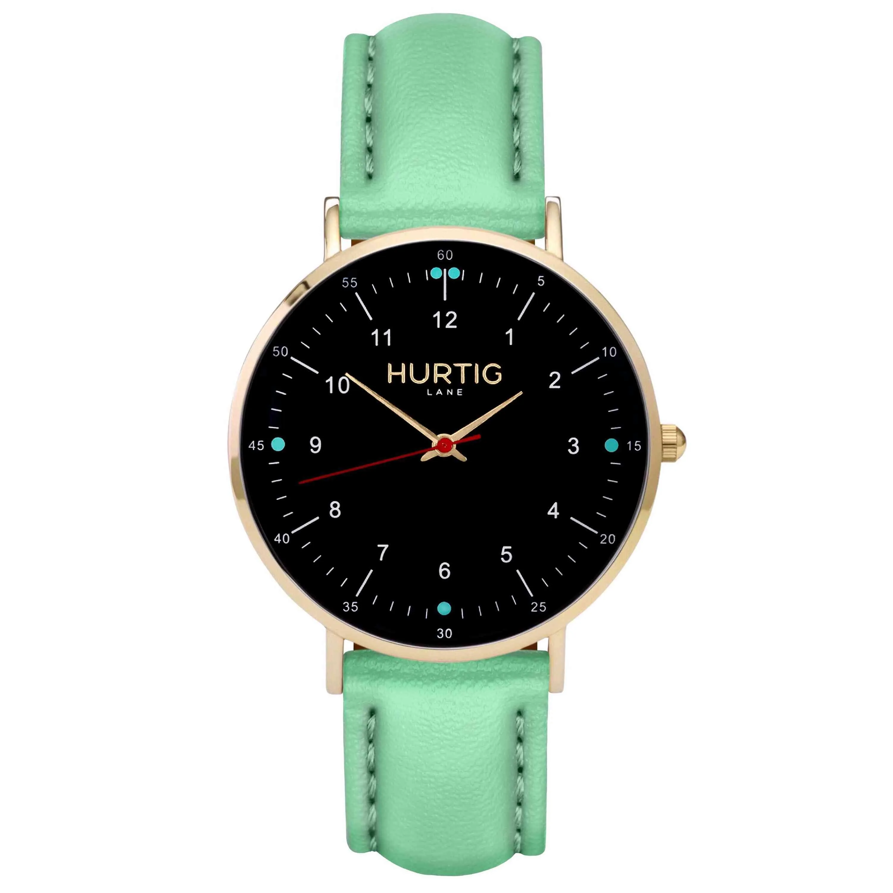 Moderno Vegan Leather Watch Gold, Black & Red