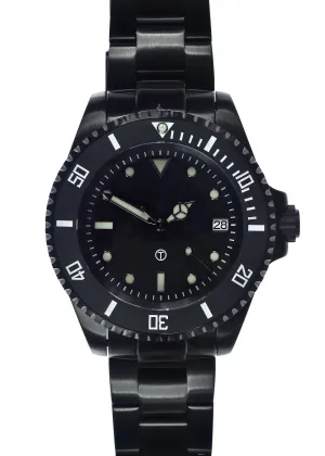 MWC 24 Jewel 300m Automatic Divers Watch with Ceramic Bezel and Sapphire Crystal on PVD Bracelet