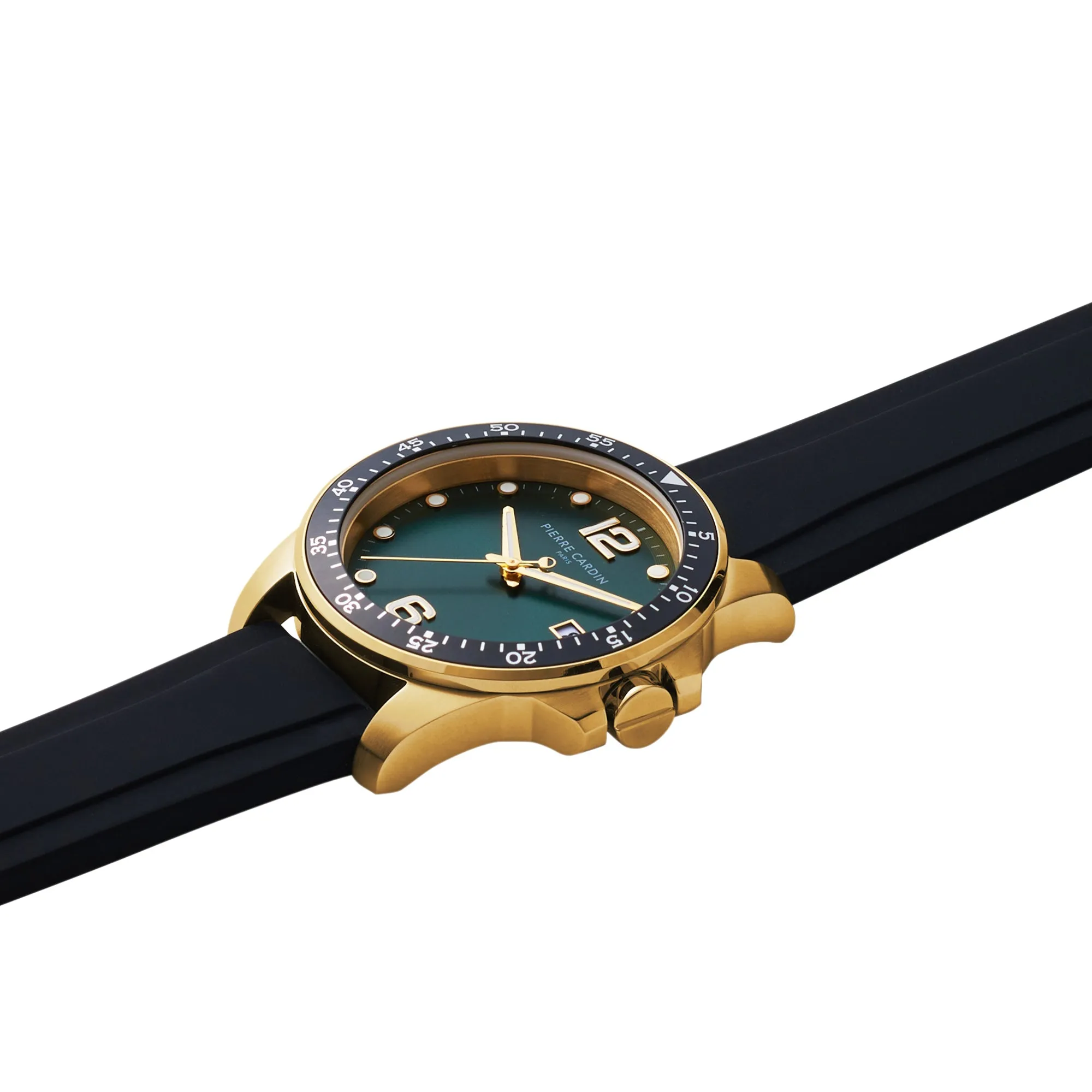 Nation Éclat Gold Watch with Rubber strap and Green dial