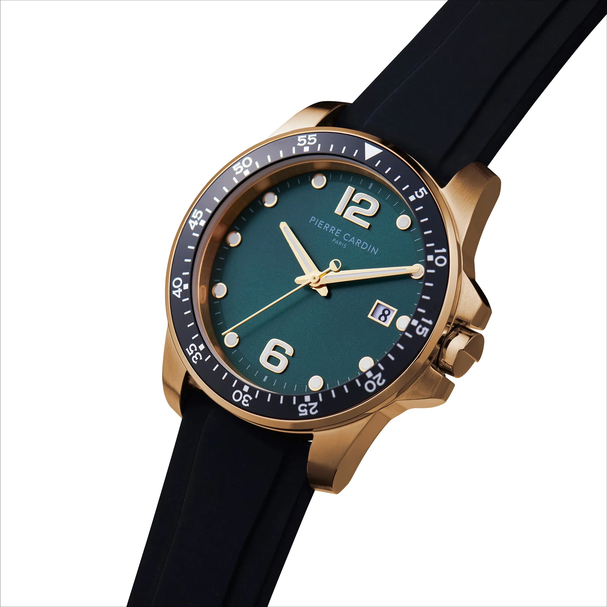 Nation Éclat Gold Watch with Rubber strap and Green dial