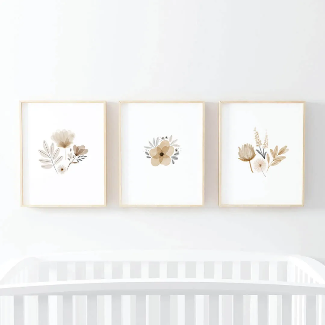 Navie's Neutral Floral Bundled Digital Nursery Wall Art