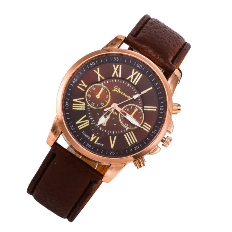 NEW Best Quality Geneva Platinum Watch Women PU Leather wristwatch casual dress watch reloj ladies gold gift Fashion Roman