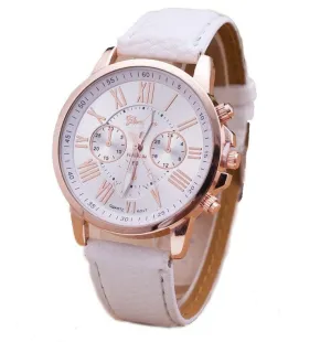 NEW Best Quality Geneva Platinum Watch Women PU Leather wristwatch casual dress watch reloj ladies gold gift Fashion Roman