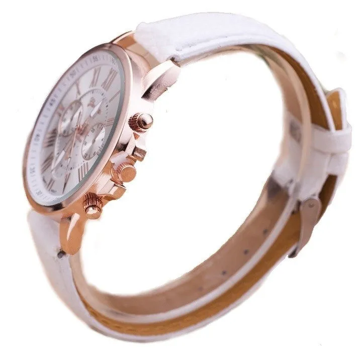 NEW Best Quality Geneva Platinum Watch Women PU Leather wristwatch casual dress watch reloj ladies gold gift Fashion Roman