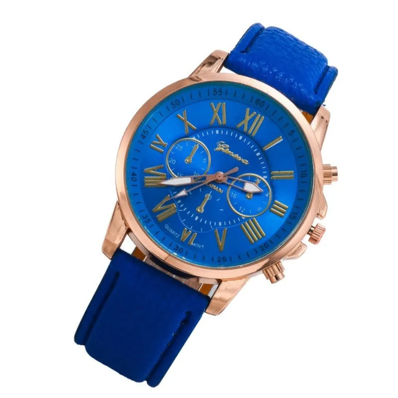 NEW Best Quality Geneva Platinum Watch Women PU Leather wristwatch casual dress watch reloj ladies gold gift Fashion Roman
