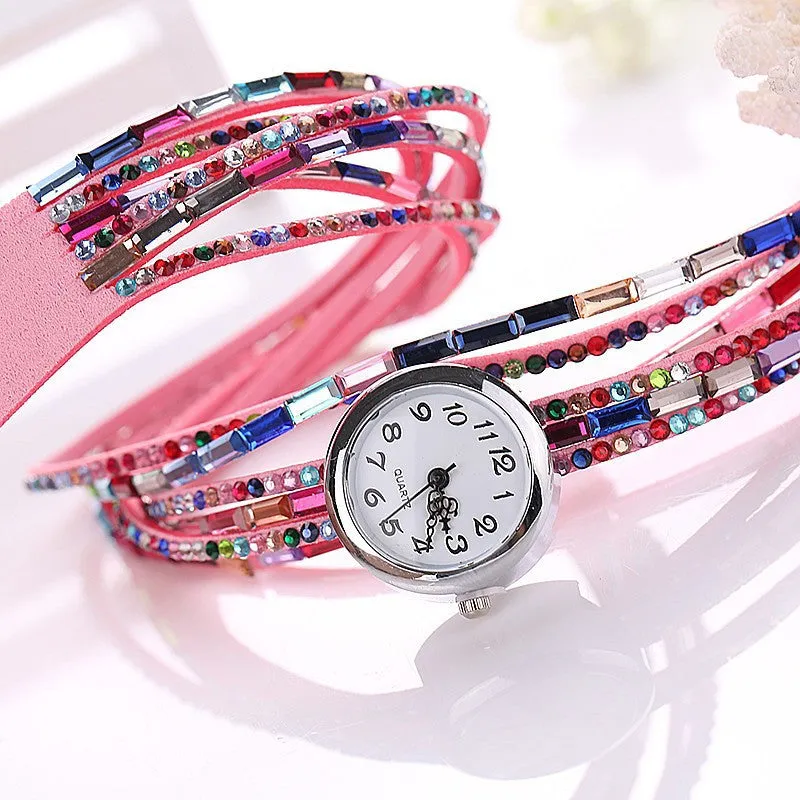 New Fashion Luxury Gemstone Leather Wristwatches Casual Women Dress Quartz Watch Reloj Mujer Hot relogio feminino