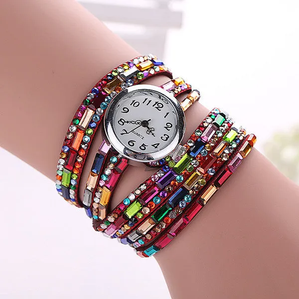 New Fashion Luxury Gemstone Leather Wristwatches Casual Women Dress Quartz Watch Reloj Mujer Hot relogio feminino