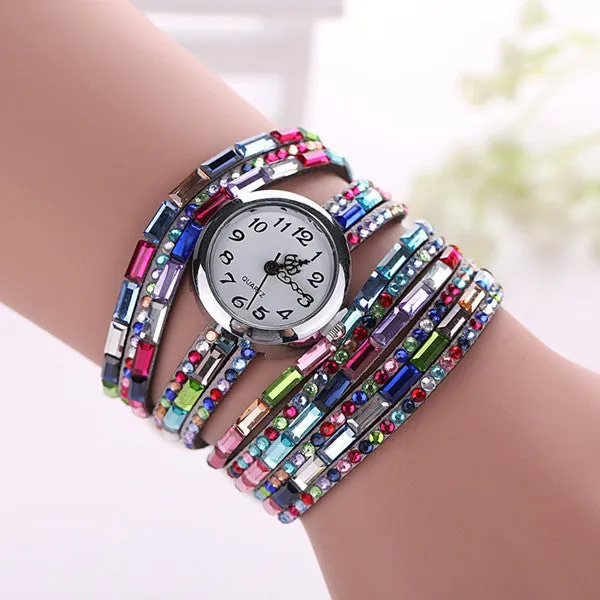 New Fashion Luxury Gemstone Leather Wristwatches Casual Women Dress Quartz Watch Reloj Mujer Hot relogio feminino