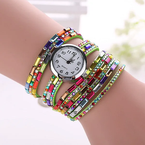 New Fashion Luxury Gemstone Leather Wristwatches Casual Women Dress Quartz Watch Reloj Mujer Hot relogio feminino