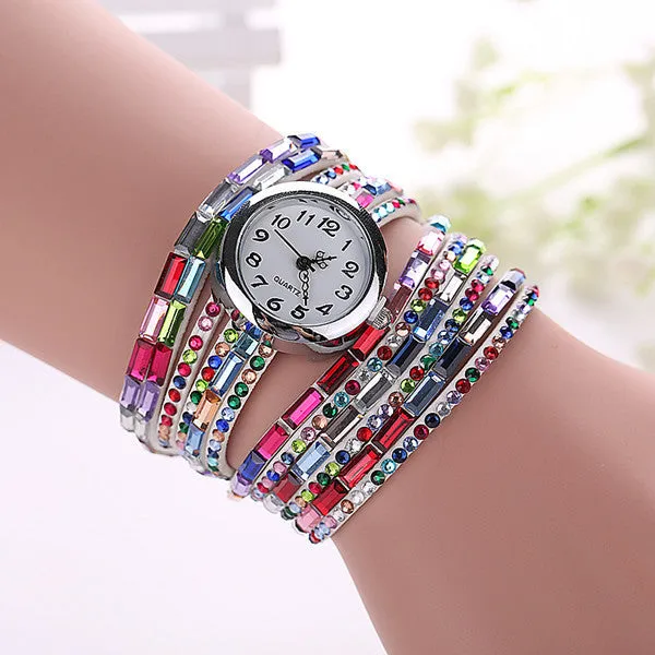New Fashion Luxury Gemstone Leather Wristwatches Casual Women Dress Quartz Watch Reloj Mujer Hot relogio feminino