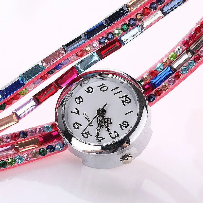New Fashion Luxury Gemstone Leather Wristwatches Casual Women Dress Quartz Watch Reloj Mujer Hot relogio feminino