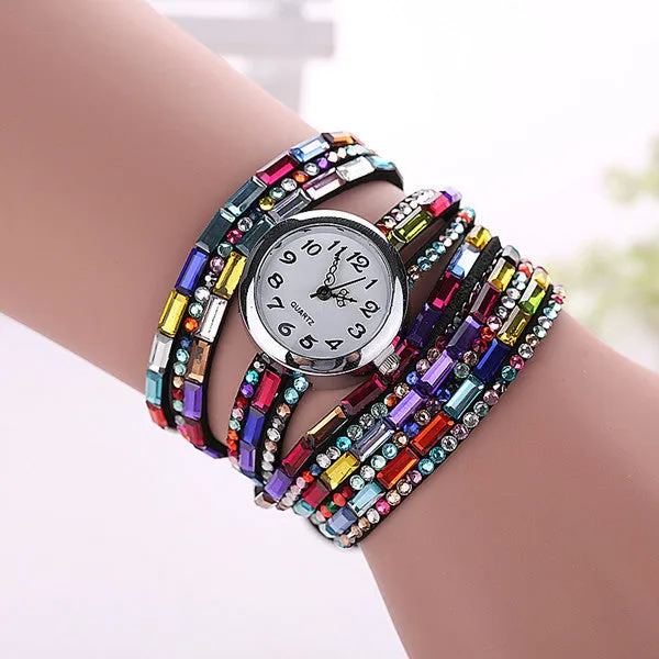New Fashion Luxury Gemstone Leather Wristwatches Casual Women Dress Quartz Watch Reloj Mujer Hot relogio feminino