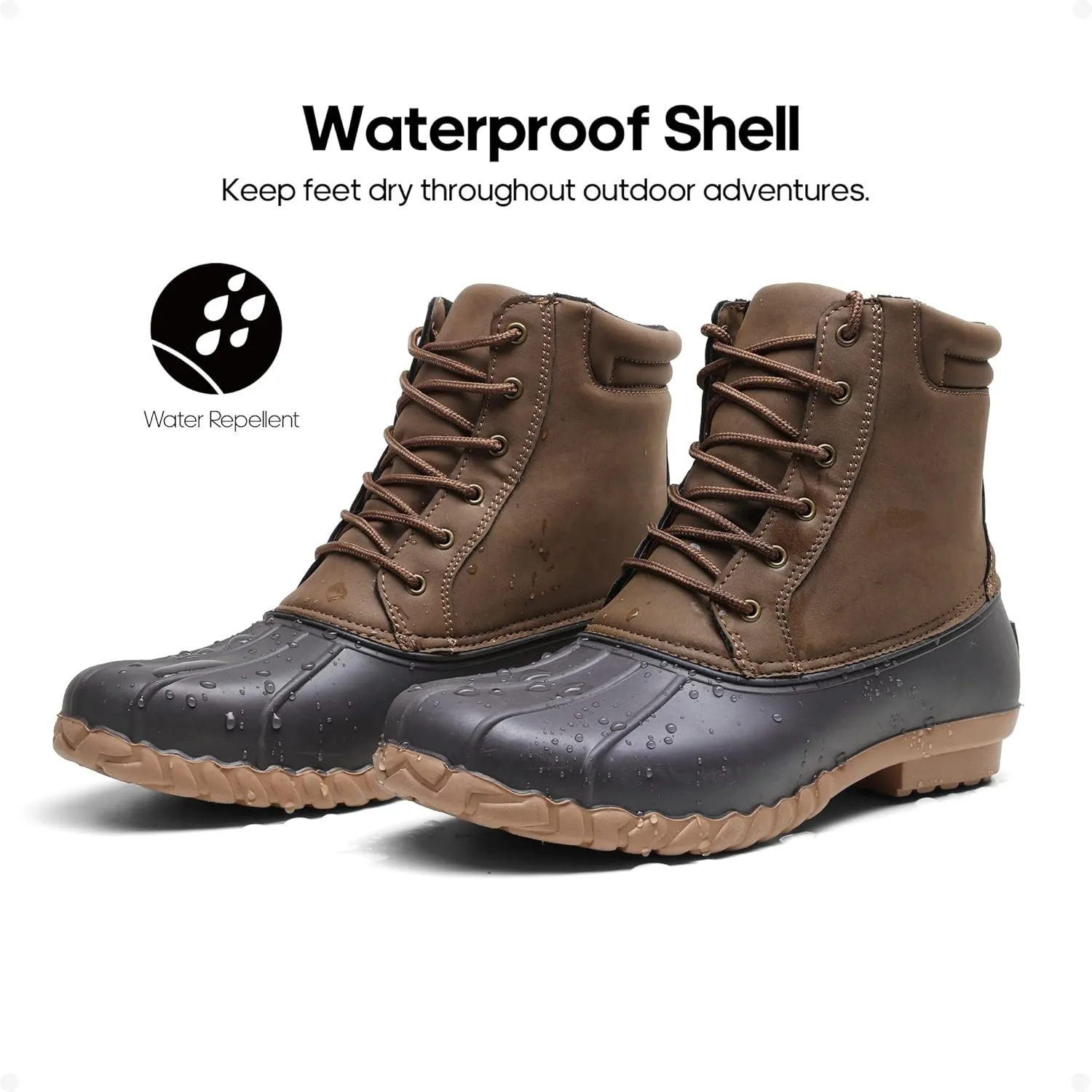 NORTIV 8 Men's Duck Boots Snow Winter Classic Insulated Waterproof Shell Boot