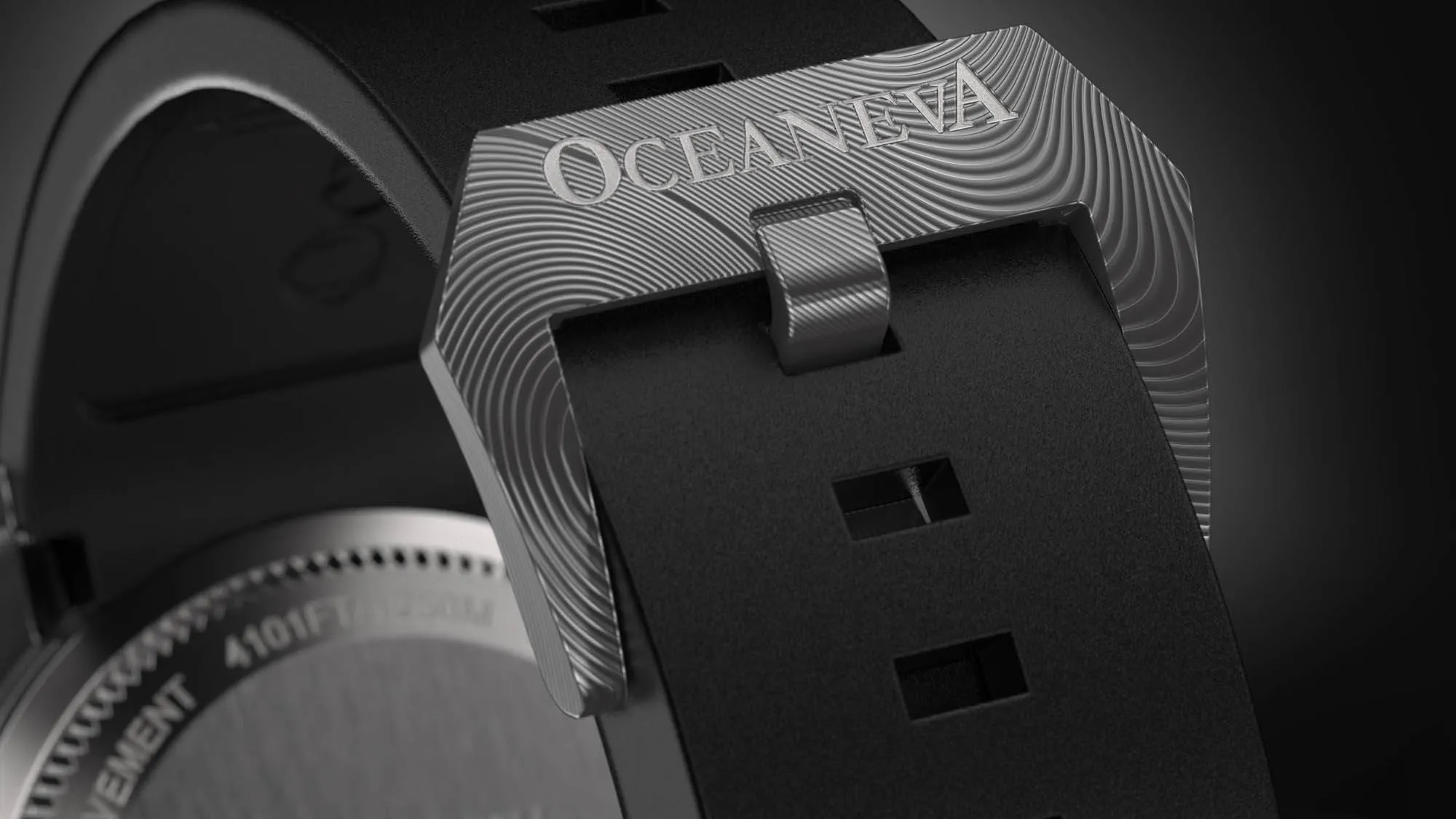 Oceaneva Mens Deep Marine Explorer II Damascus Steel Watch Blue Dial