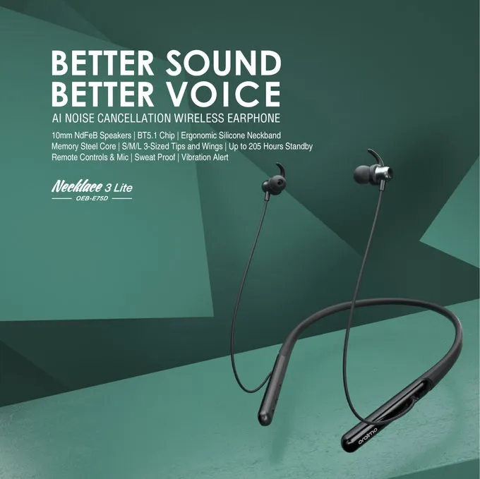 oraimo Necklace 3 Lite Neckband Wireless Earphone