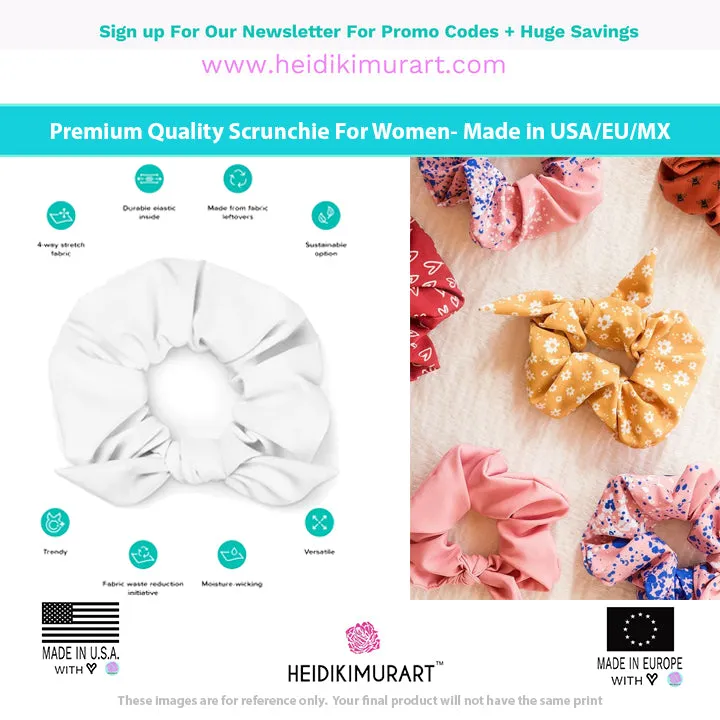 Orange Tropical Leaf Scrunchie, Hawaiian Style Tropical Leaves Print Hair Tie Accessories - Made in  USA/EU