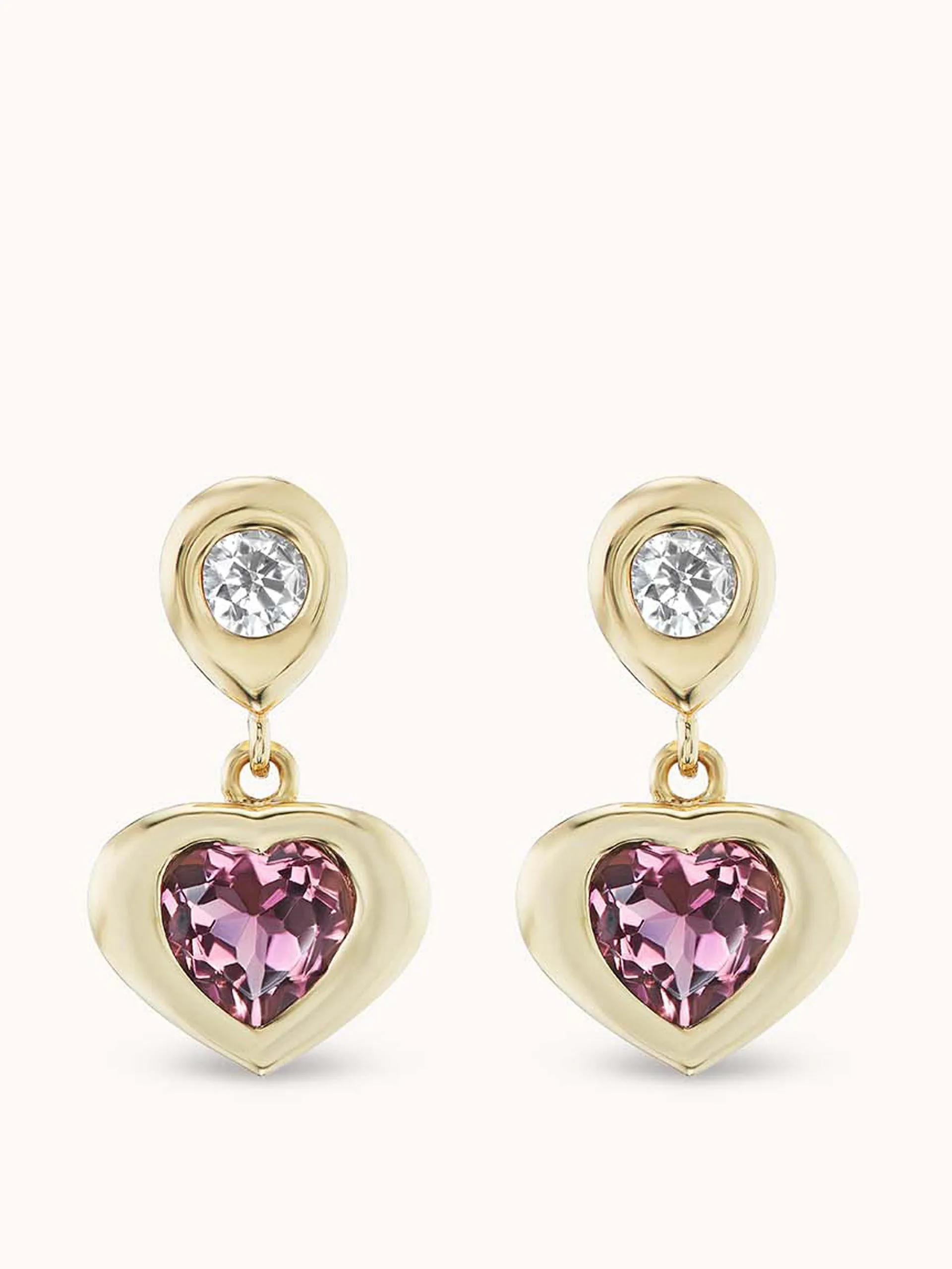 Pink tourmaline Gemma heart dangles