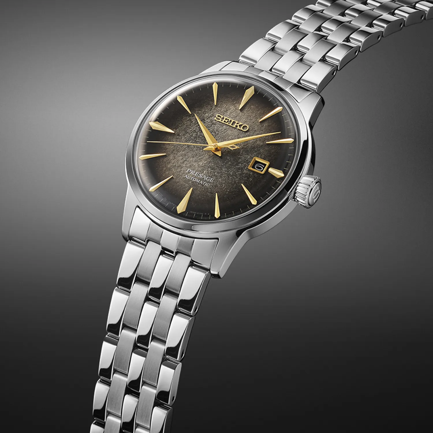 Presage Men Automatic Brown Dial Analog Stainless Steel Watch SRPK93J1