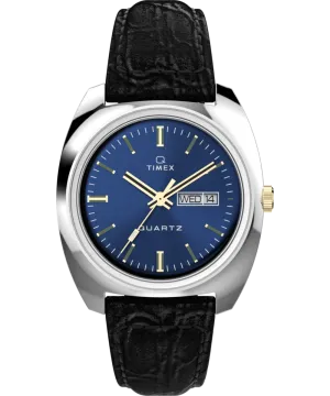 Q Timex® 1978 Day/Date 37.5mm Leather Strap Watch