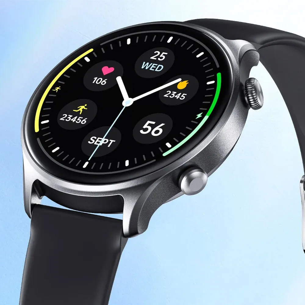 Riversong Motive 7C SW71 Smart Watch Silver Case With Black Silicone Strap