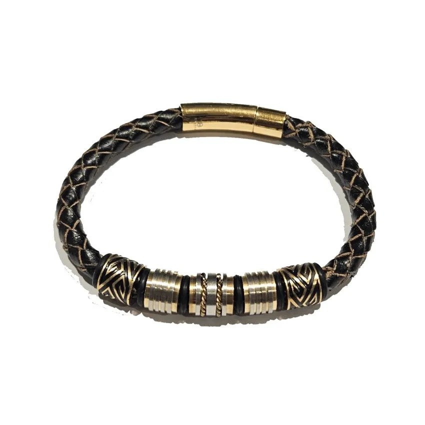 Stainless Steel Genuine Leather and Titanium beads Bracelets