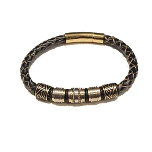 Stainless Steel Genuine Leather and Titanium beads Bracelets