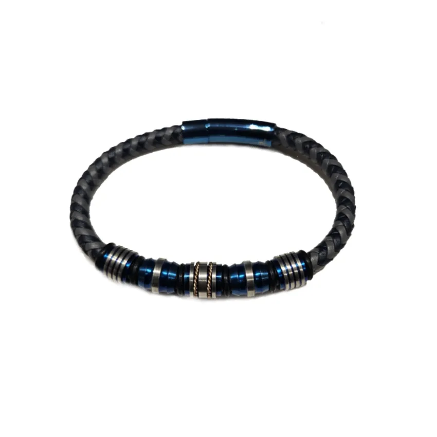 Stainless Steel Genuine Leather and Titanium beads Bracelets