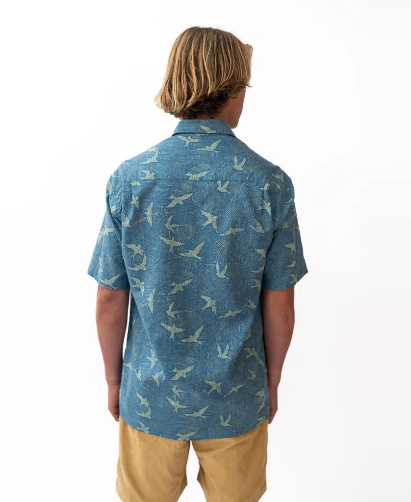 Swirl Bird Shirt | Wash Navy