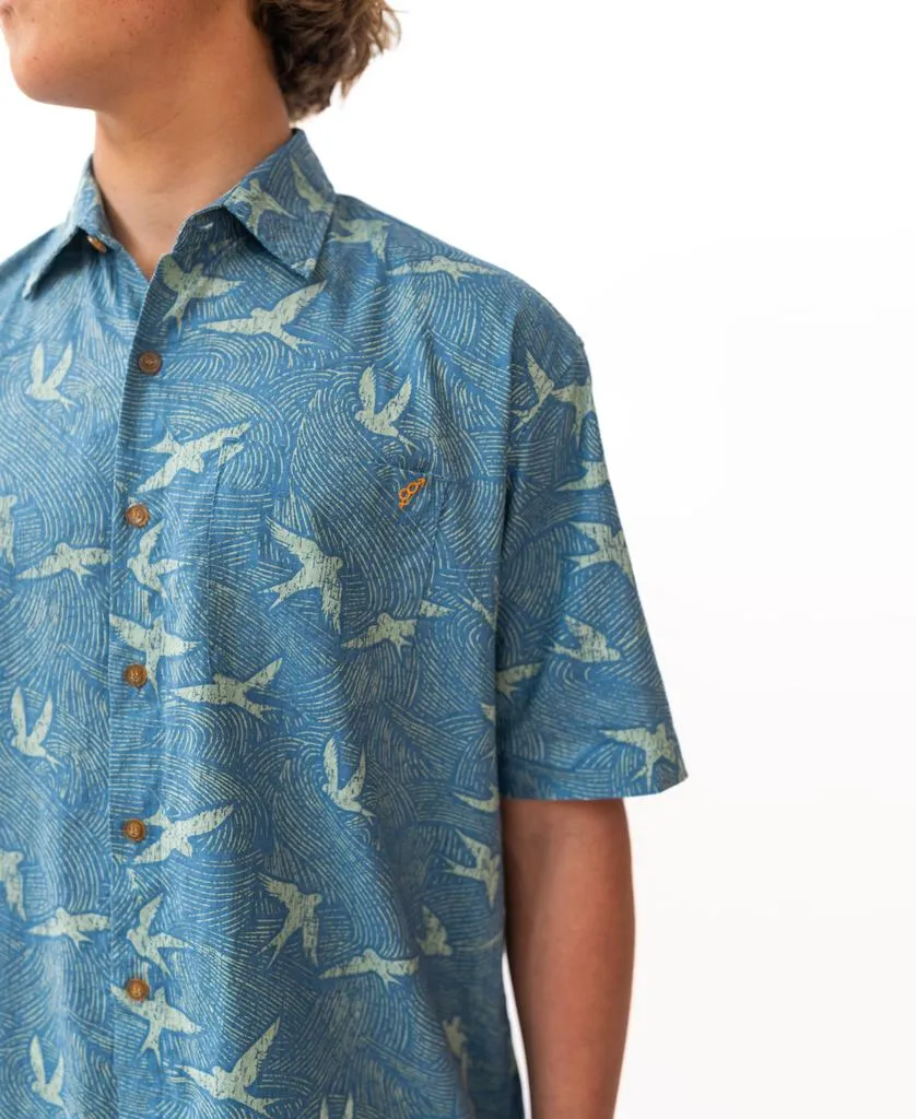 Swirl Bird Shirt | Wash Navy