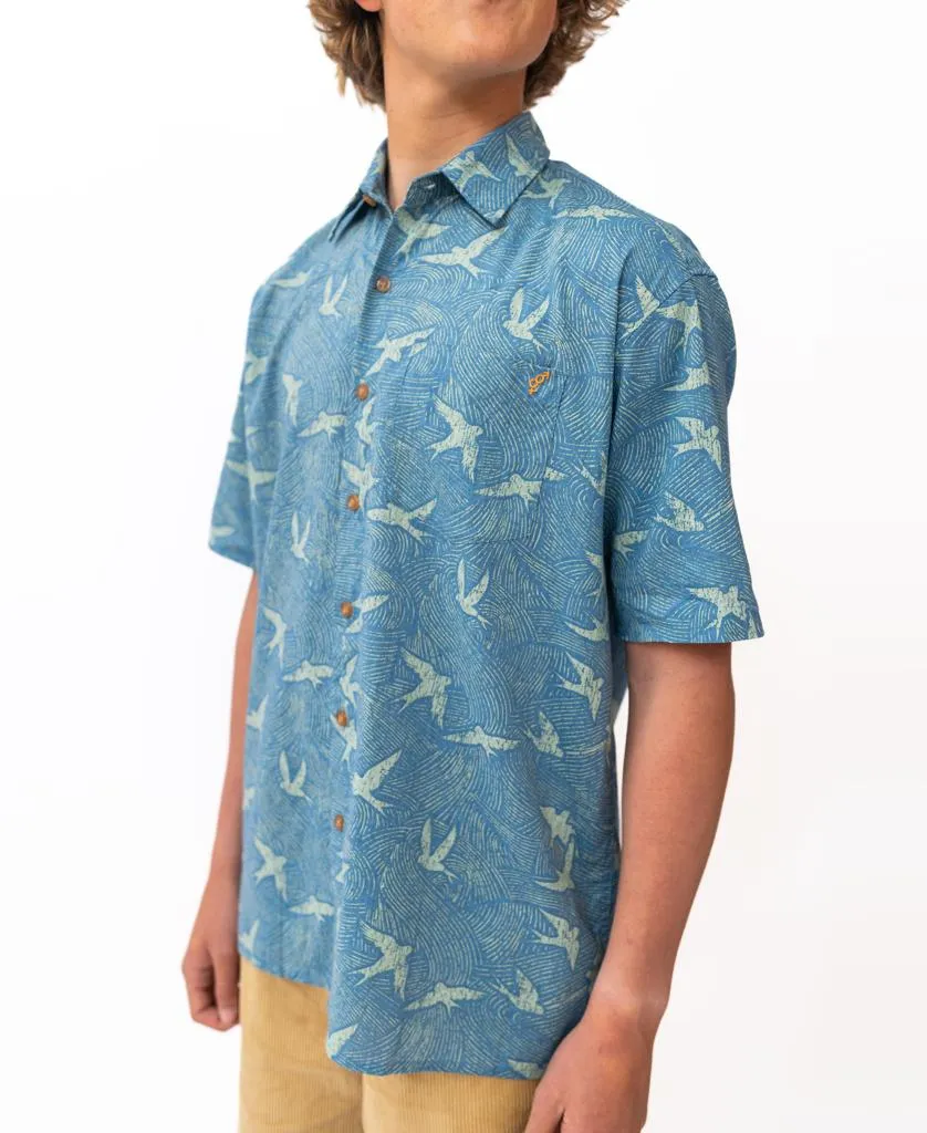 Swirl Bird Shirt | Wash Navy