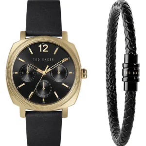 Ted Baker BKGFW2222 Boxset Black Leather Watch and Bracelet