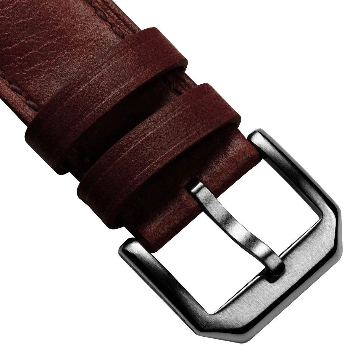 Tenby Classic Padded Genuine Leather Watch Strap  - Chestnut / Chestnut