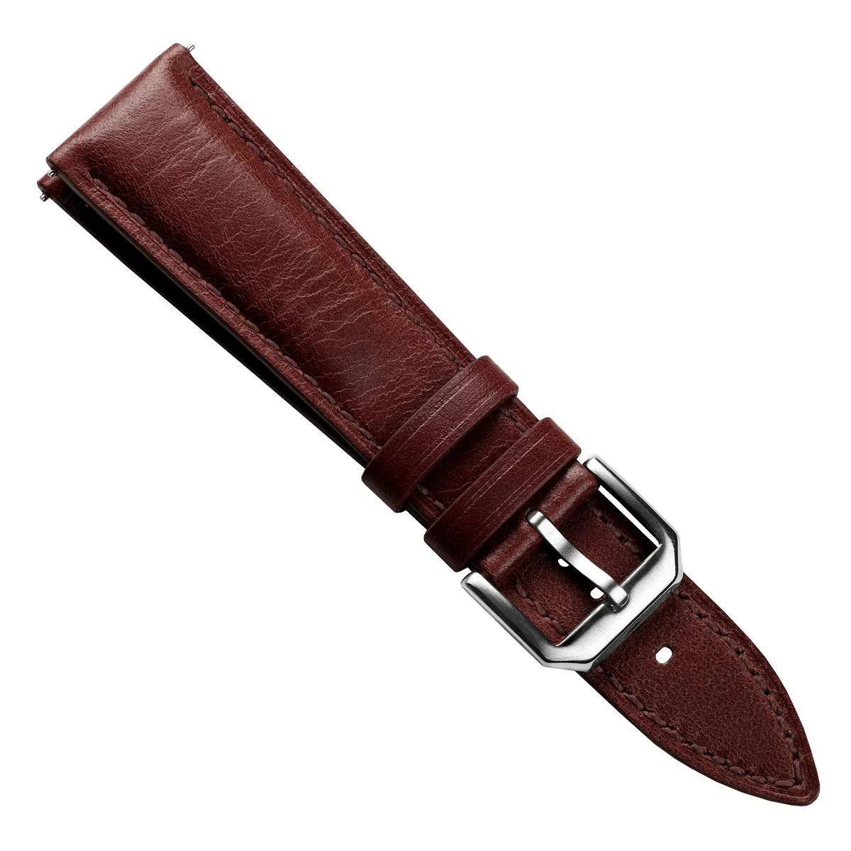 Tenby Classic Padded Genuine Leather Watch Strap  - Chestnut / Chestnut