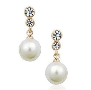 Top Quality ZYE326 Elegant Grace Imitation Pearl Rose Gold Color Drop Earrings Austrian Crystal Wholesale