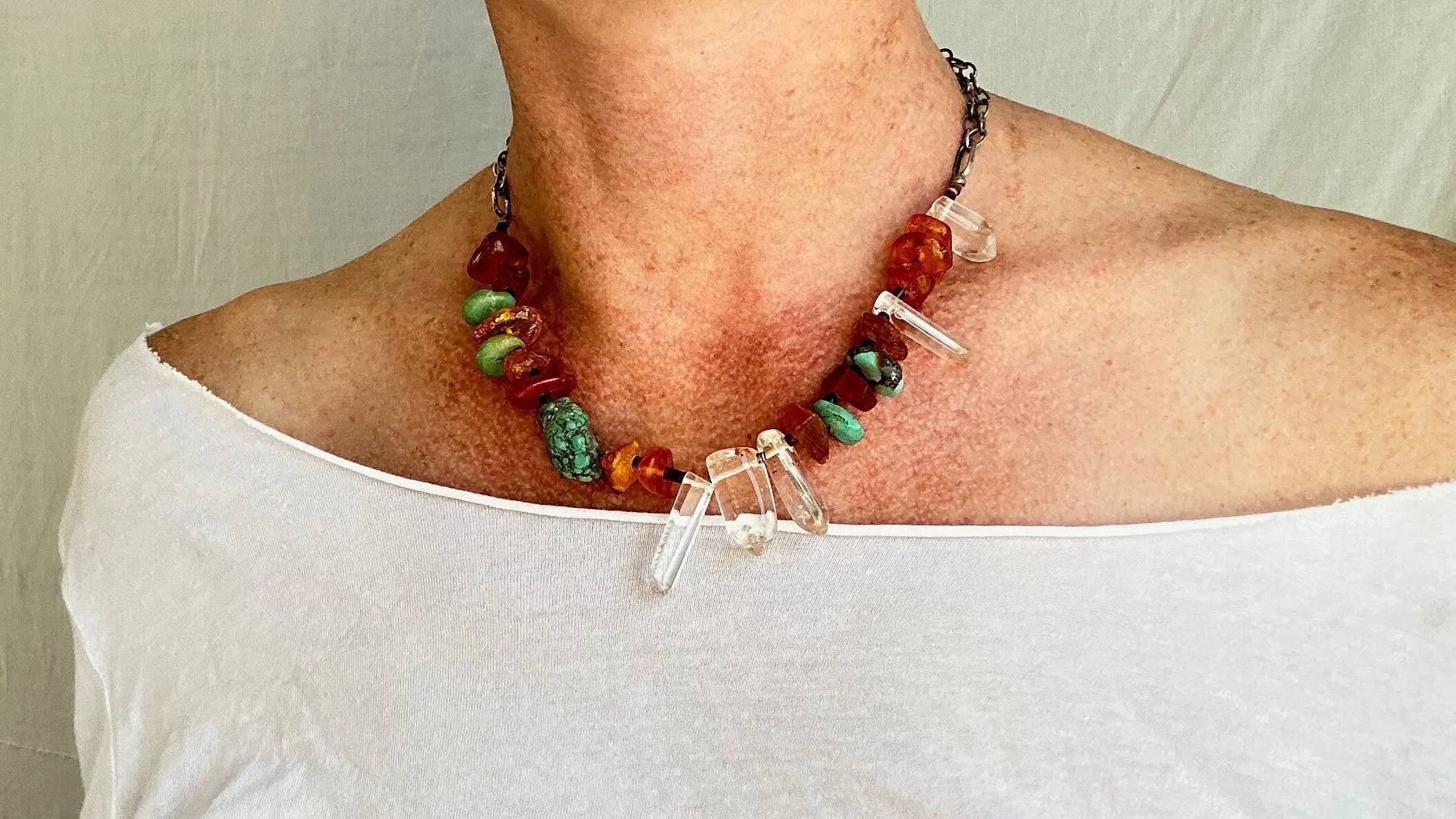 Turquoise, Shell and Baltic Necklace. 2374