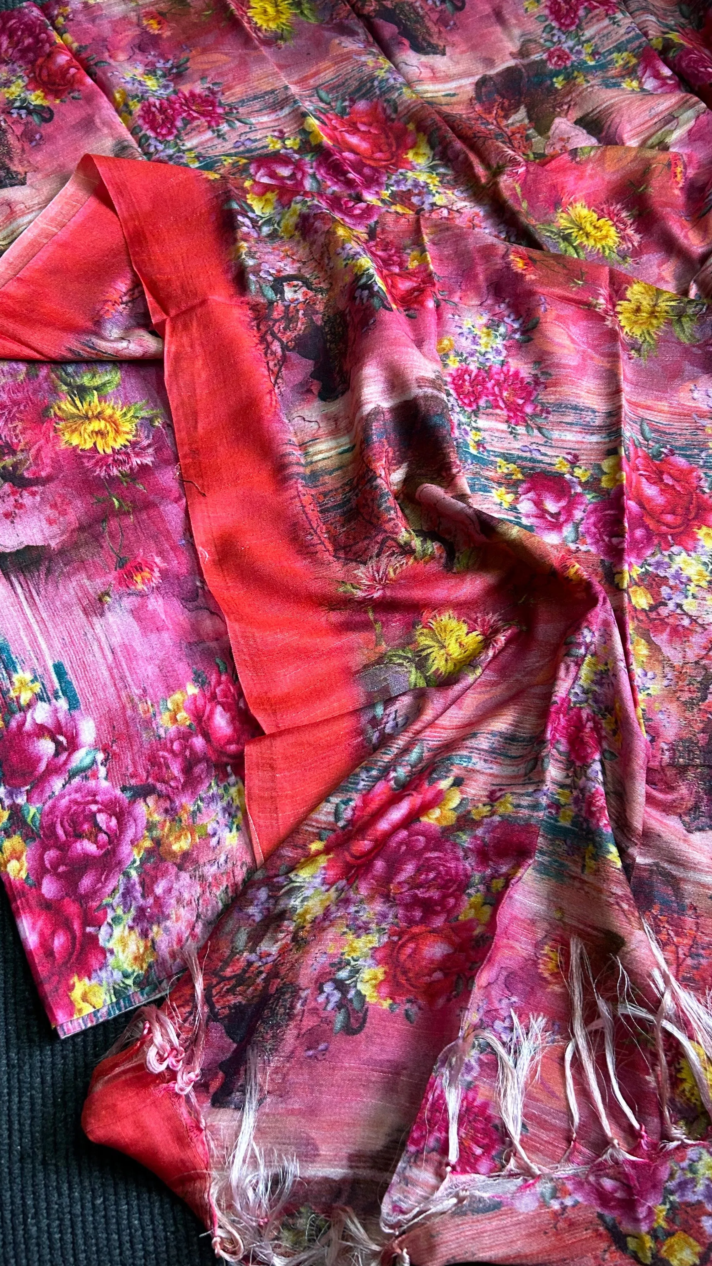 Tussar Silk Digital Print Dress Material