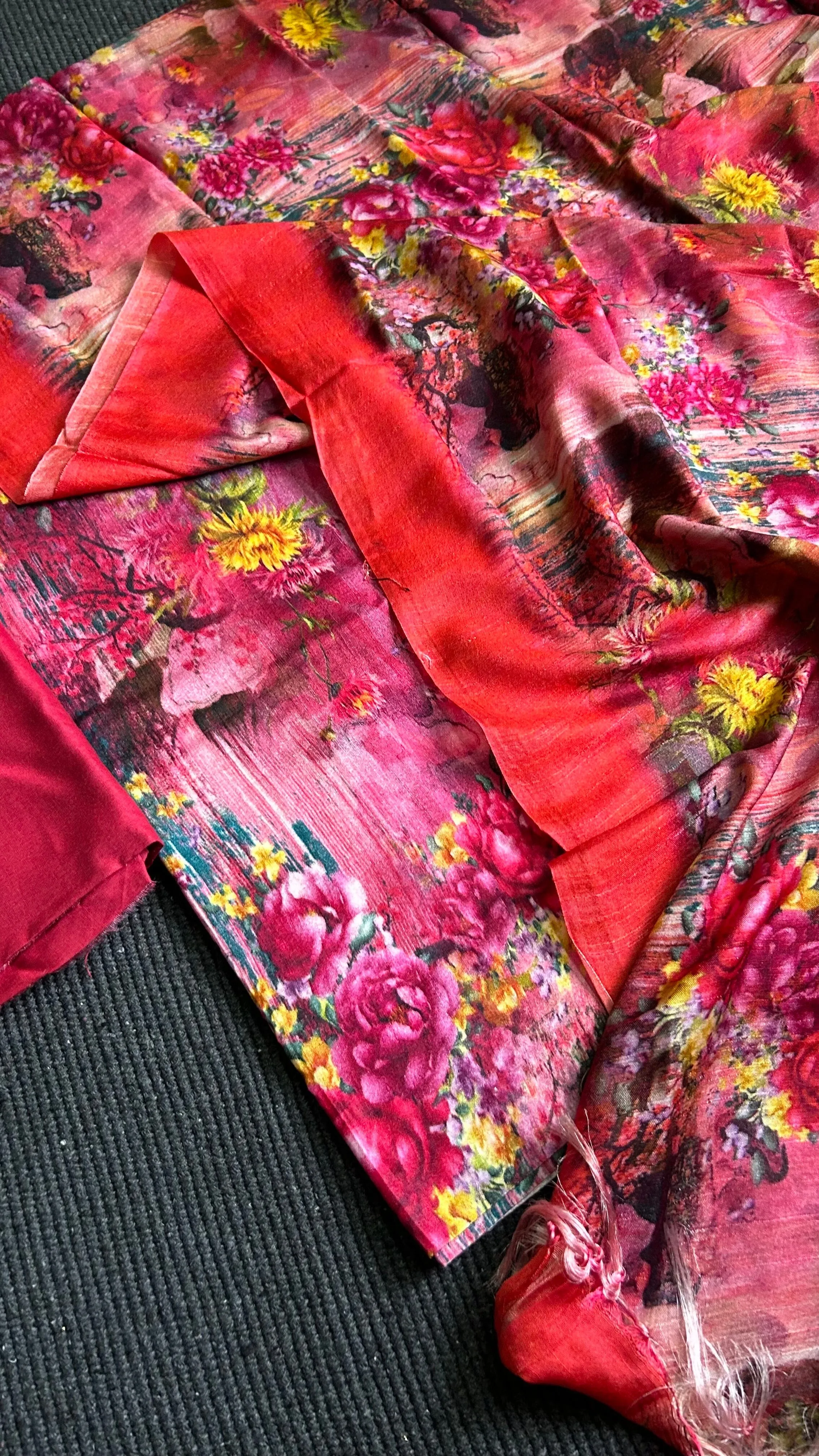 Tussar Silk Digital Print Dress Material