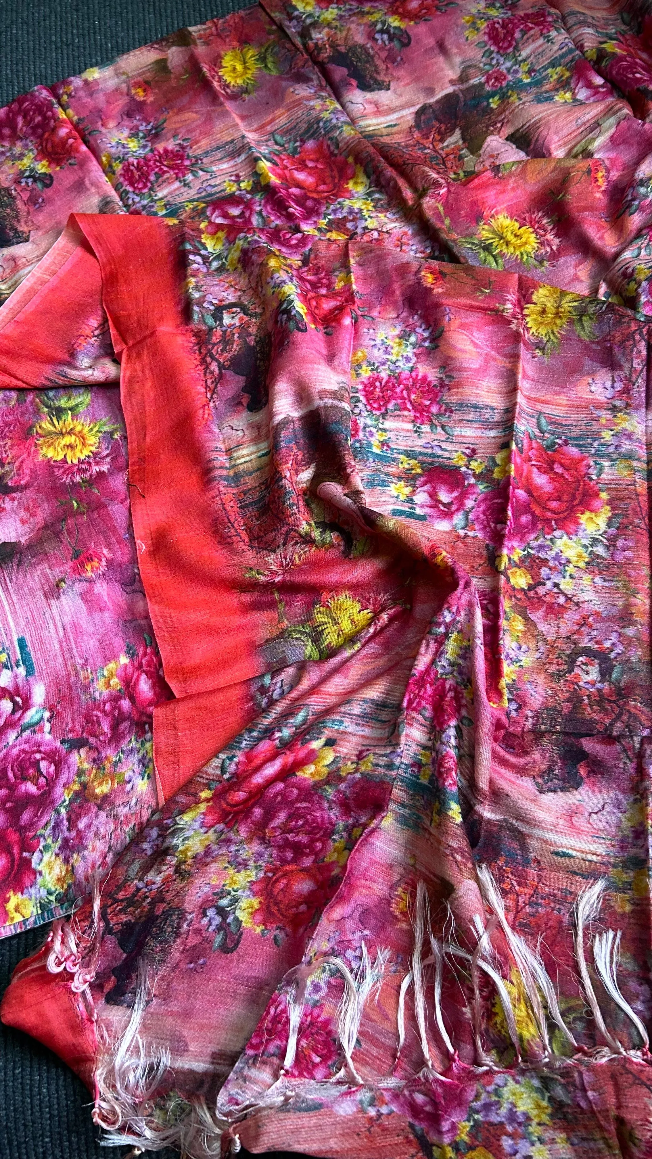 Tussar Silk Digital Print Dress Material