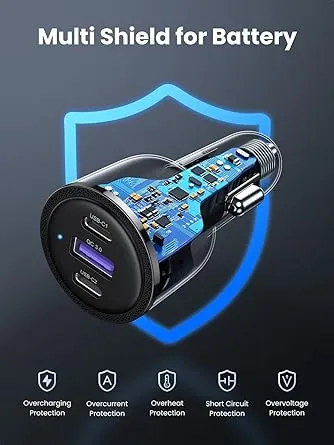 UGREEN 20467 USB C Car Charger Fast Charging 69W - Type C Car Phone Charger PD 45W/20W, Car Charger Adapter SCP 22.5W QC 18W Comaptible with iPhone 13/12/11/iPad/MackBook, Pixel 5/4a, Galaxy S21/S20(Black)