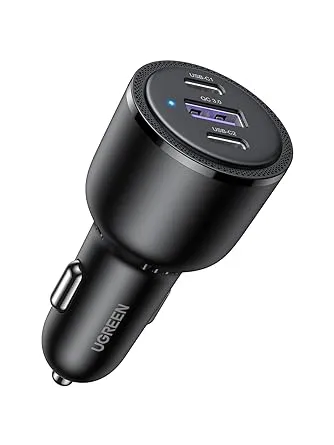 UGREEN 20467 USB C Car Charger Fast Charging 69W - Type C Car Phone Charger PD 45W/20W, Car Charger Adapter SCP 22.5W QC 18W Comaptible with iPhone 13/12/11/iPad/MackBook, Pixel 5/4a, Galaxy S21/S20(Black)