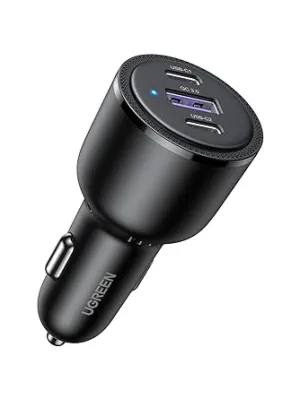 UGREEN 20467 USB C Car Charger Fast Charging 69W - Type C Car Phone Charger PD 45W/20W, Car Charger Adapter SCP 22.5W QC 18W Comaptible with iPhone 13/12/11/iPad/MackBook, Pixel 5/4a, Galaxy S21/S20(Black)