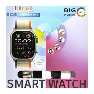 Ultra-2 Big Screen Smart Watch With 4 Bands