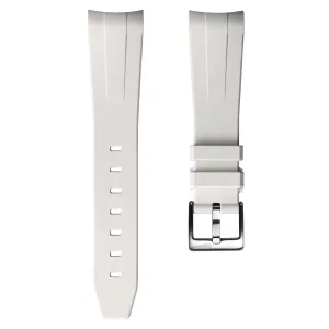 WatchGecko Curved Ends Rubber Watch Strap - White