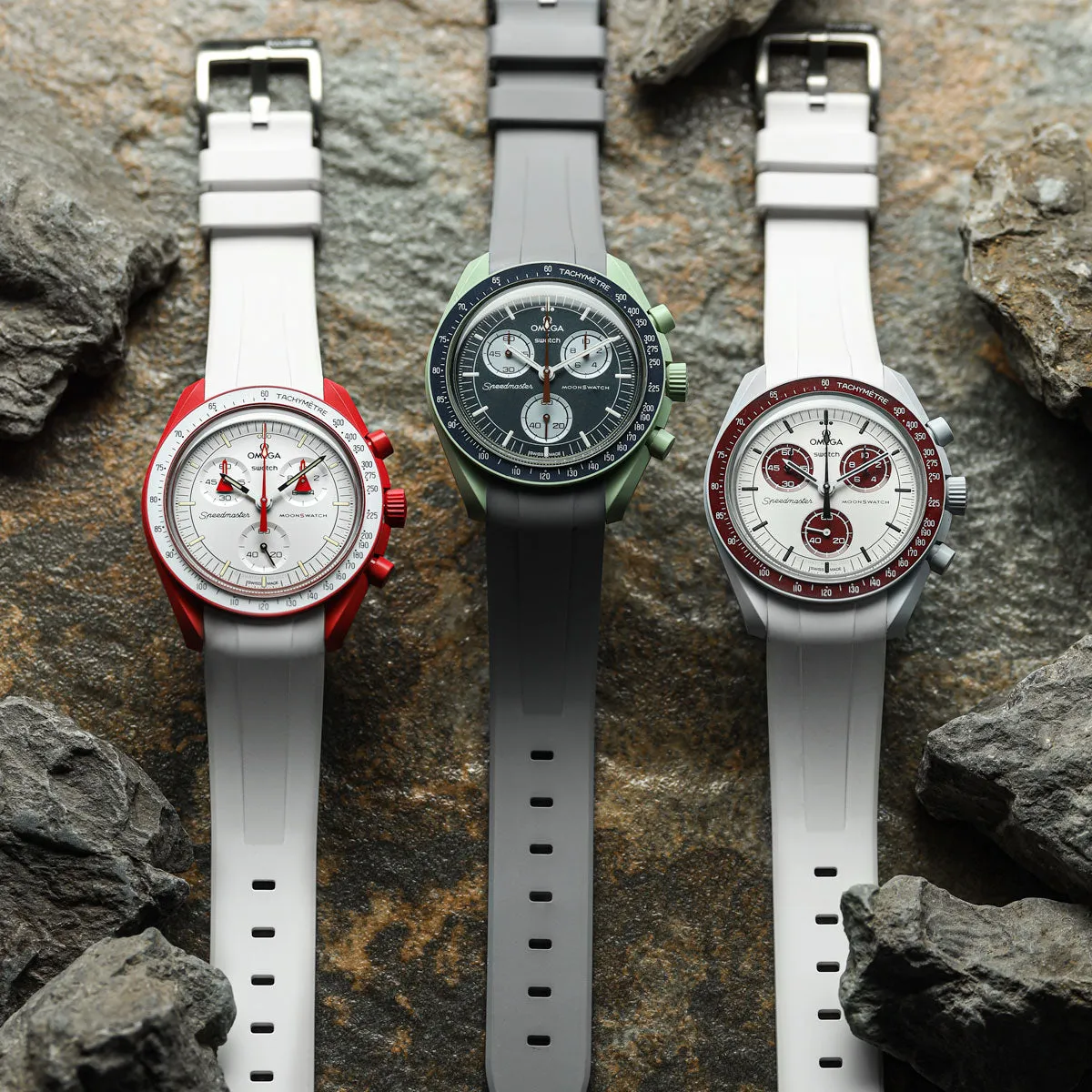 WatchGecko Curved Ends Rubber Watch Strap - White