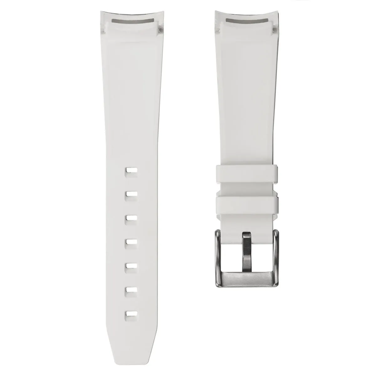 WatchGecko Curved Ends Rubber Watch Strap - White