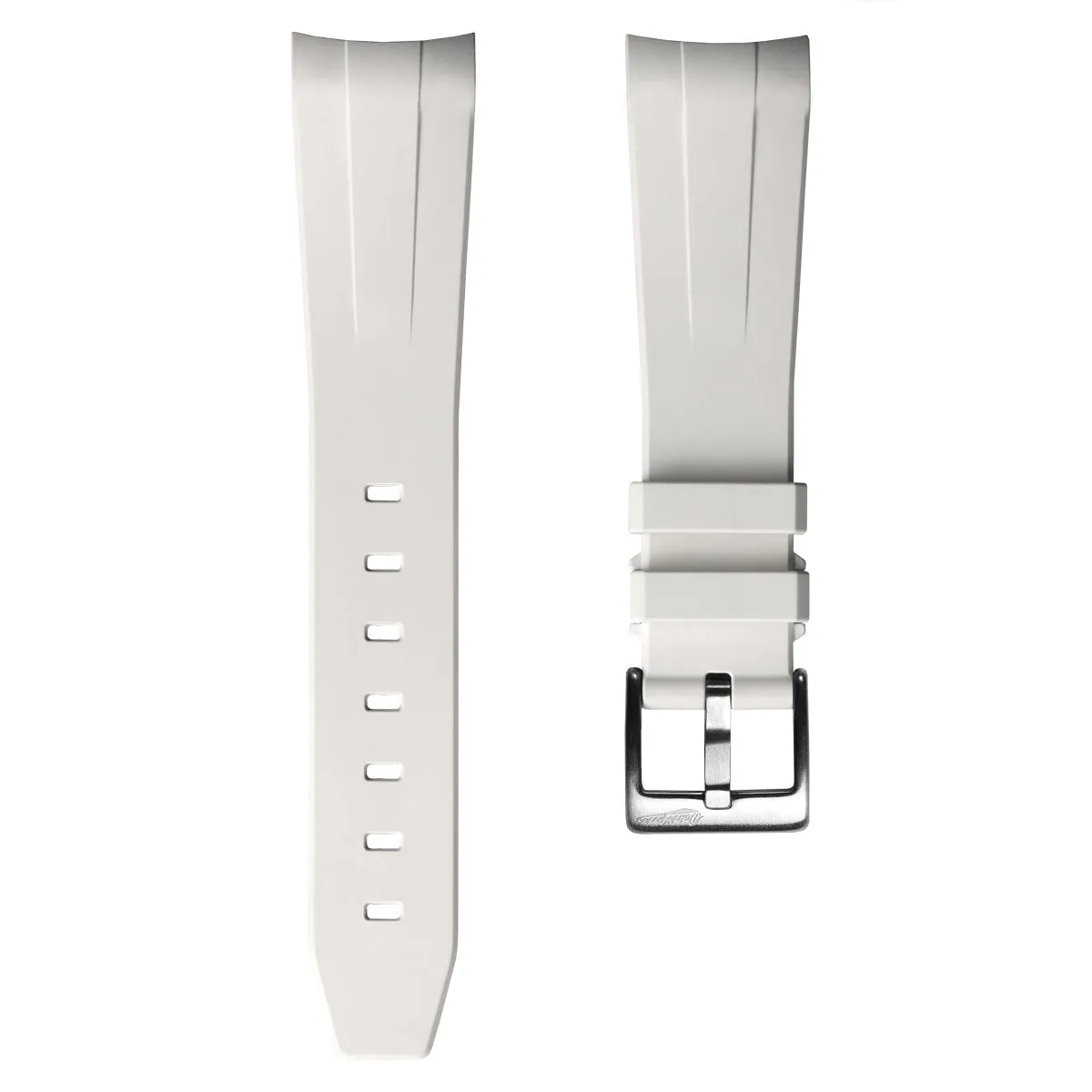 WatchGecko Curved Ends Rubber Watch Strap - White