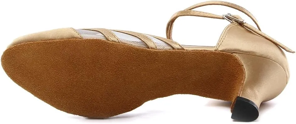 Women's Latin Dance Shoes Closed Toe Ballroom Performance Standard Dance Heels 2.33 inch Heel Height,Model L189