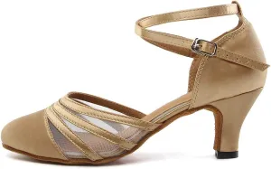 Women's Latin Dance Shoes Closed Toe Ballroom Performance Standard Dance Heels 2.33 inch Heel Height,Model L189